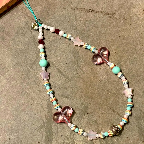 Phone String! ๐ Pink heart theme with a jewel ๐ cat charm! - Picture 3 of 9